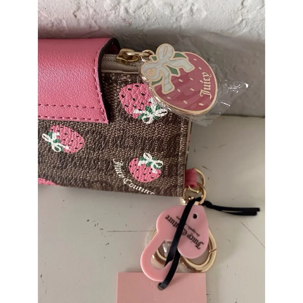 Juicy Couture Chestnut Chino Pink Lemonade‎ Berry Sweet Tab Card Wallet NEW